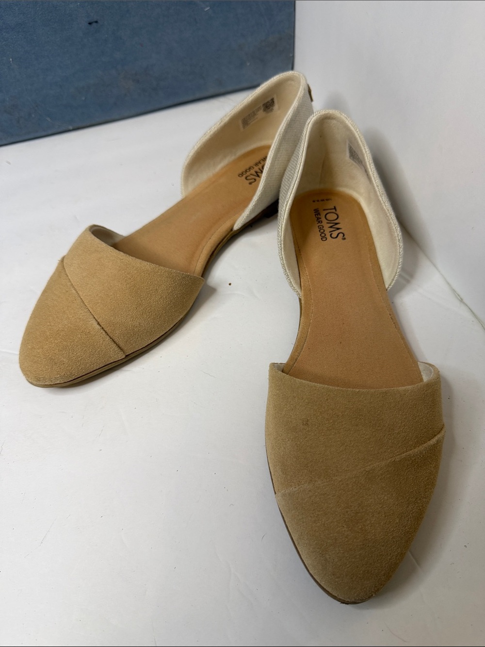 TOMS Women's Beige Suede D'Orsay Flats
